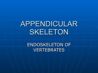 APPENDICULAR SKELETON ENDOSKELETON OF VERTEBRATES 