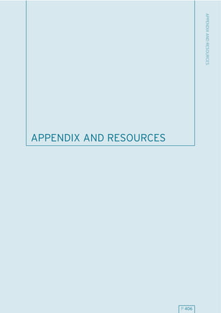 APPENDIX AND RESOURCES
APPENDIX AND RESOURCES




                         P 406
 