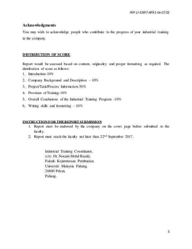 appendix01 executive summary report format of industrial training fkp