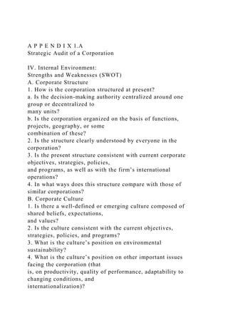 A P P E N D I X 1.AStrategic Audit of a CorporationIV. Inter.docx