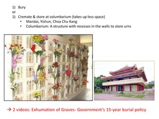 Bury  or  Cremate & store at columbarium (takes up less space) ,[object Object]