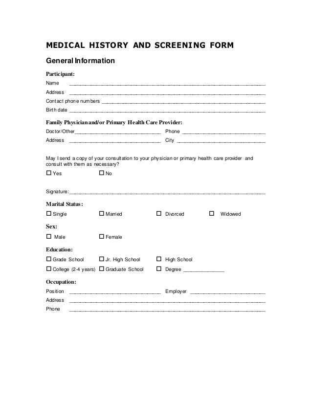 Appendix A Medical Questionnaire