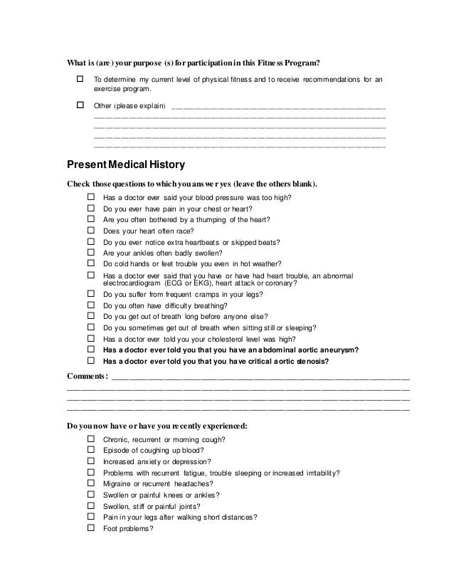 appendix a medical questionnaire medical history questionairre