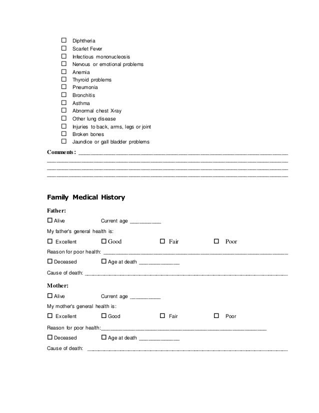 appendix a medical questionnaire general medical history questionnaire