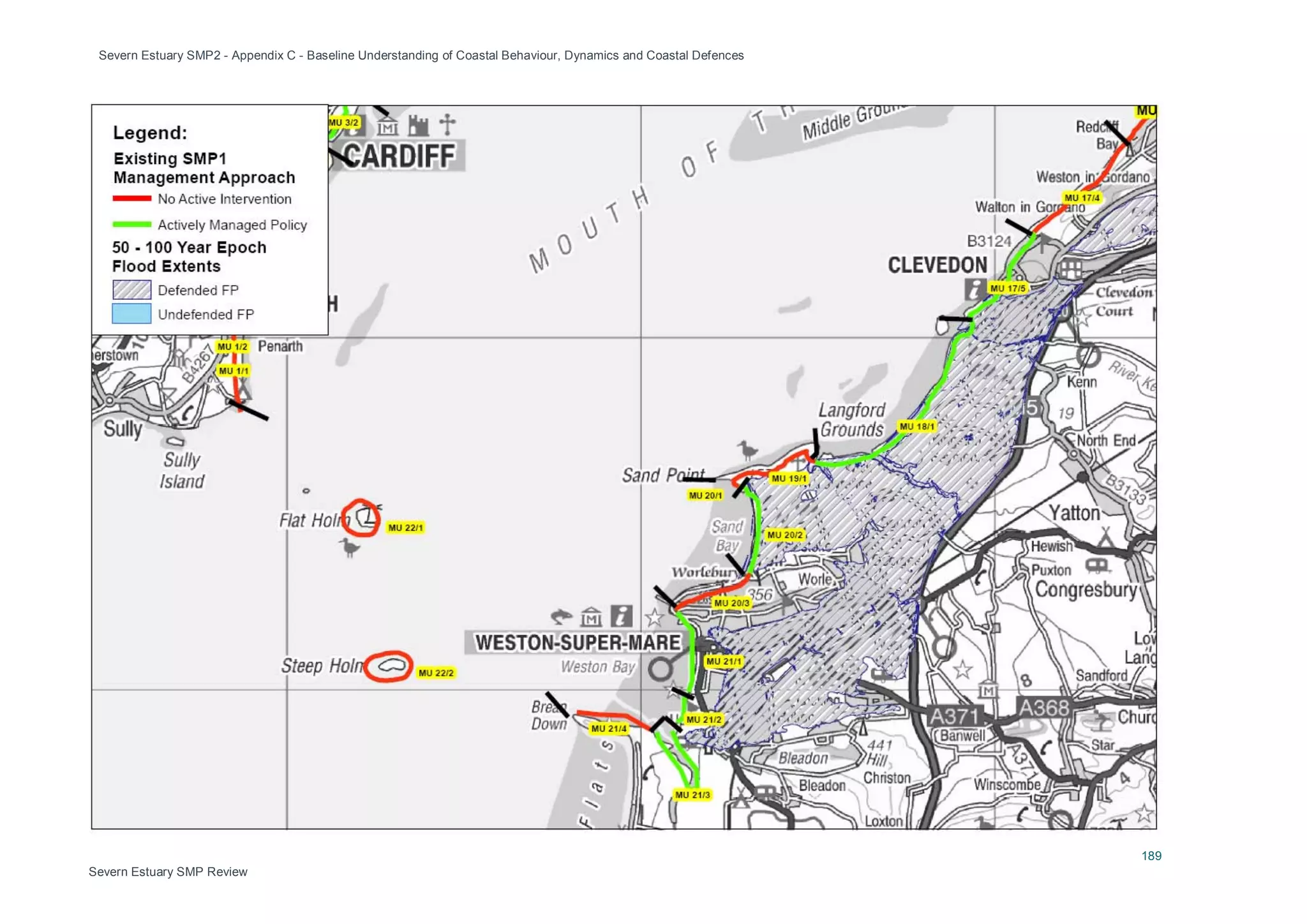 Severn Estuary SMP2 - Appendix C - Baseline Understanding of Coastal Behaviour, Dynamics and Coastal Defences
189
Severn Estuary SMP Review
 