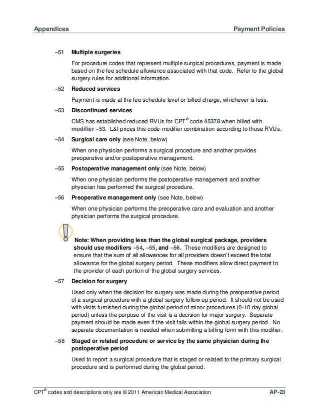 Appendix E Modifiers Appendix e modifiers
