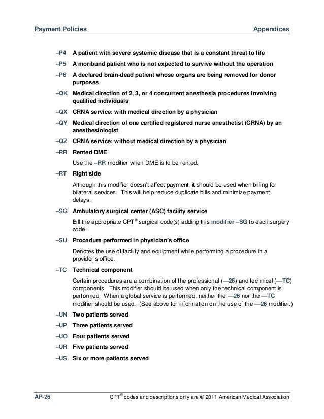 Appendix e modifiers