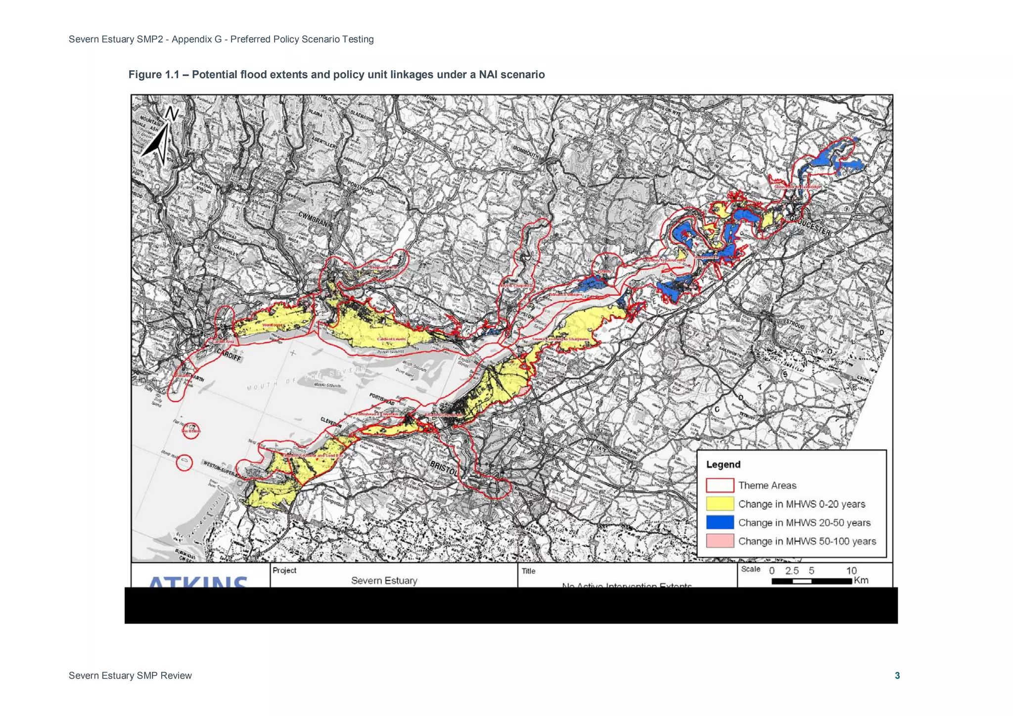 Severn Estuary SMP2 - Appendix G - Preferred Policy Scenario Testing
Severn Estuary SMP Review 3
Figure 1.1 – Potential flood extents and policy unit linkages under a NAI scenario
 