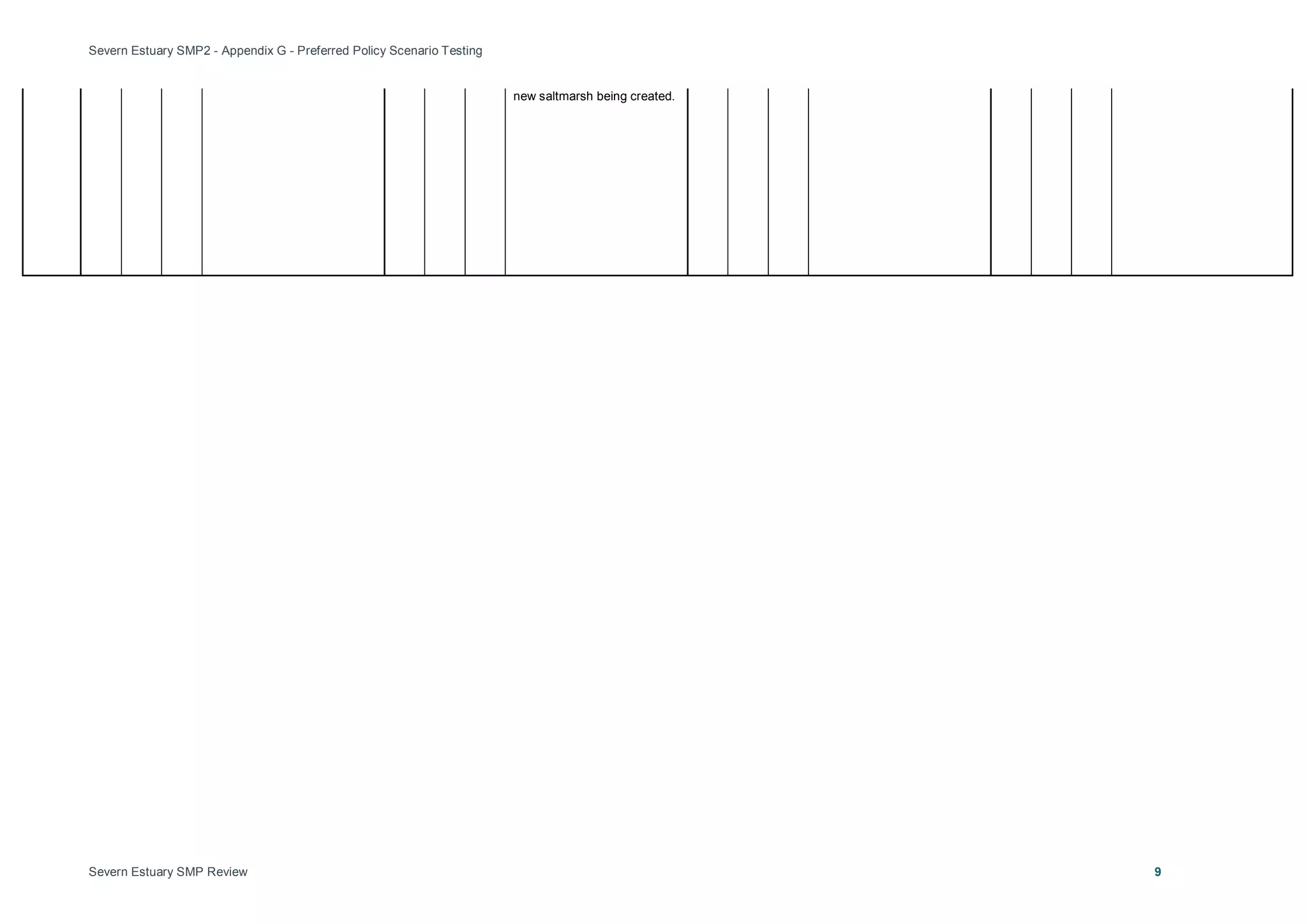 Severn Estuary SMP2 - Appendix G - Preferred Policy Scenario Testing
Severn Estuary SMP Review 9
new saltmarsh being created.
 