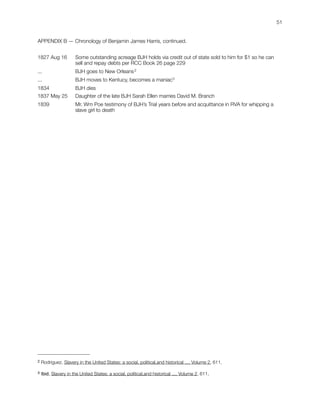 51


APPENDIX B — Chronology of Benjamin James Harris, continued.


1827 Aug 16	          Some outstanding acreage BJH hol...