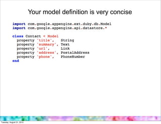 Your model definition is very concise




Tuesday, August 31, 2010
 