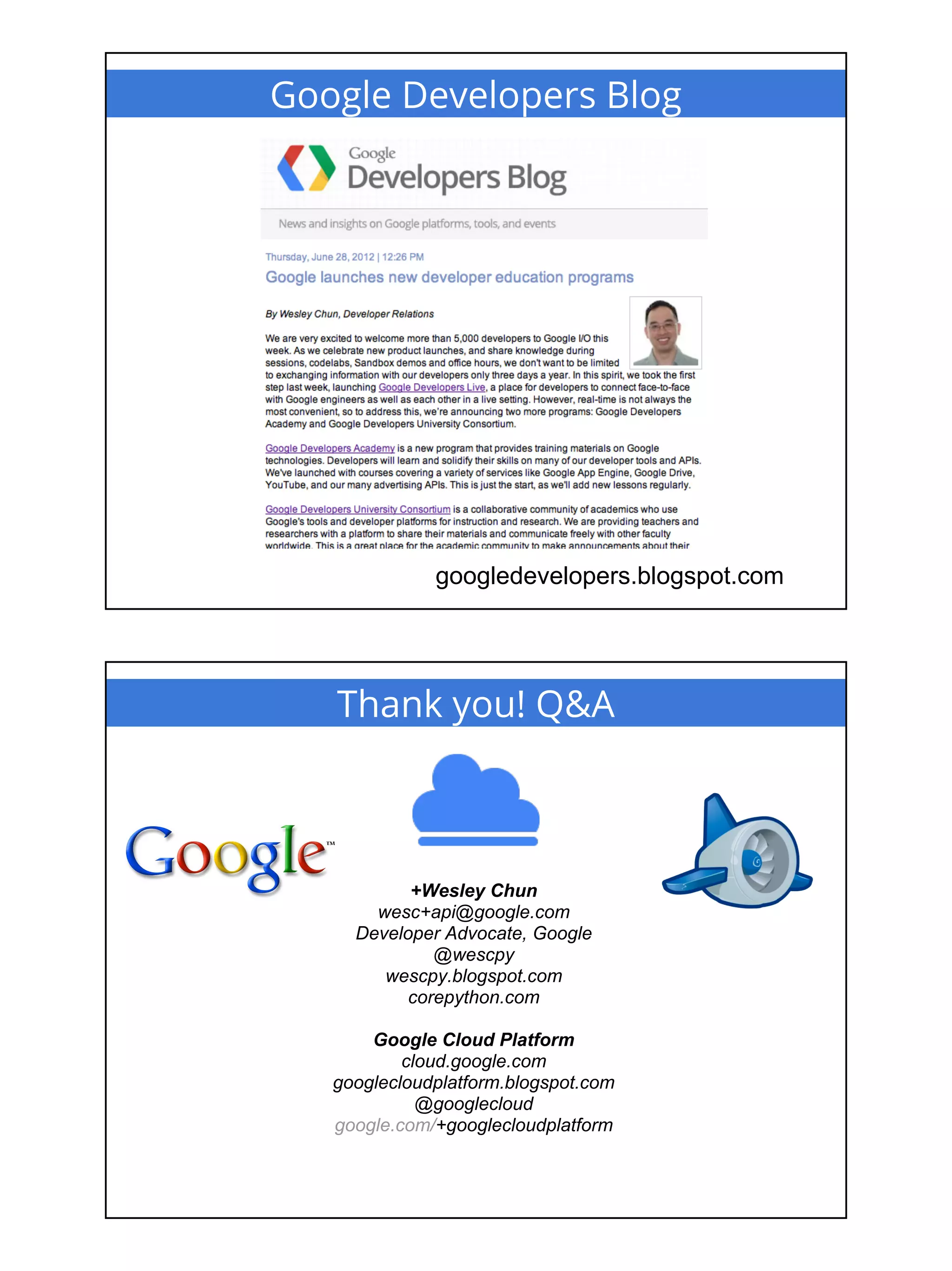 Google App Engine & Cloud Overview (DevFest 2013)
