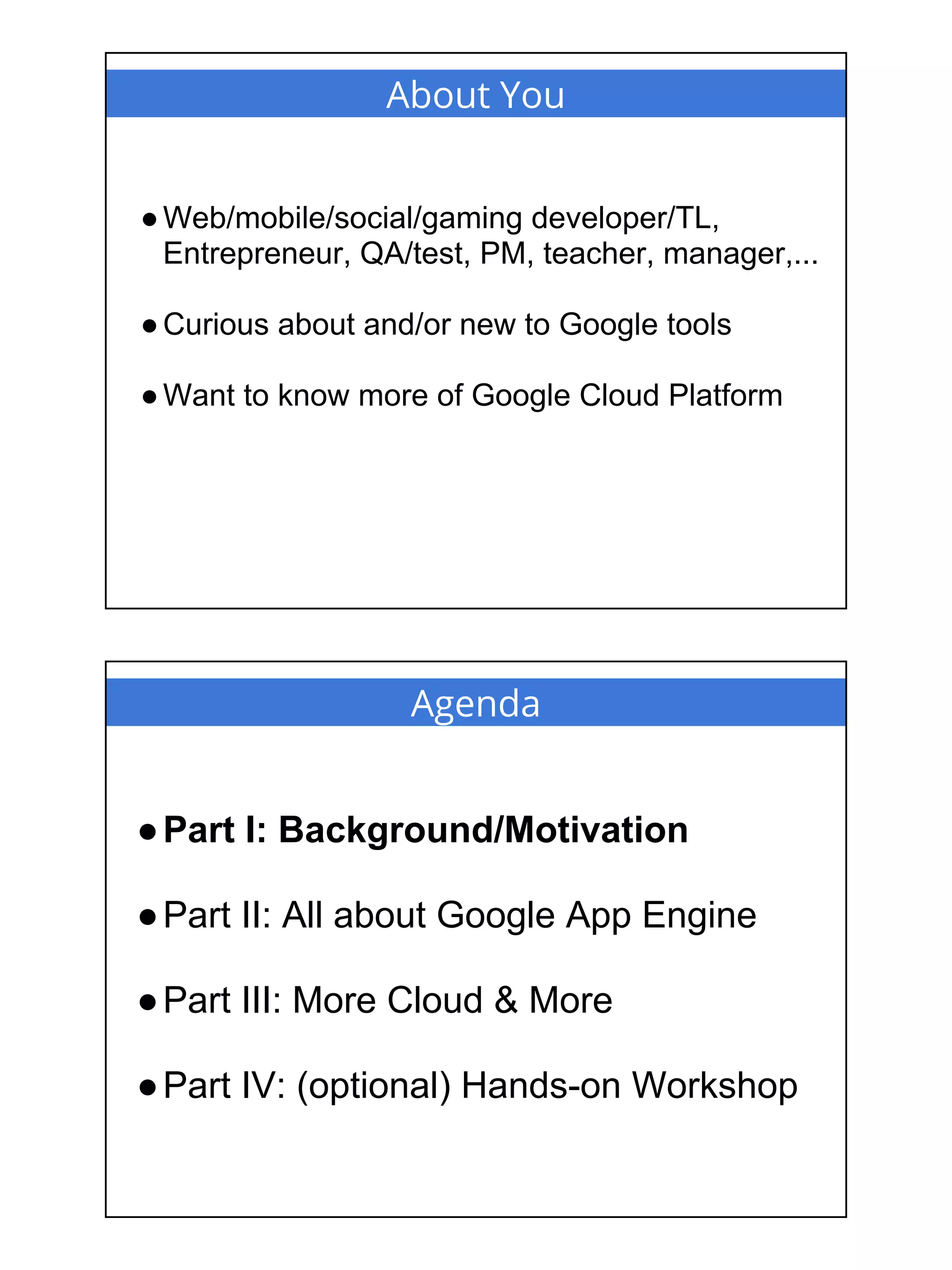 Google App Engine & Cloud Overview (DevFest 2013)