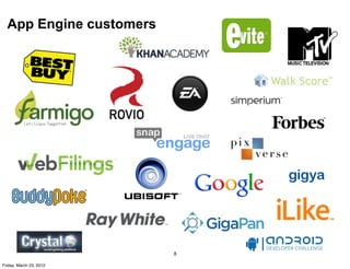 App Engine customers




                         8

Friday, March 23, 2012
 