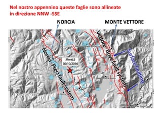 Nel nostro appennino queste faglie sono allineate
in direzione NNW -SSE
NORCIA MONTE VETTORE
 
