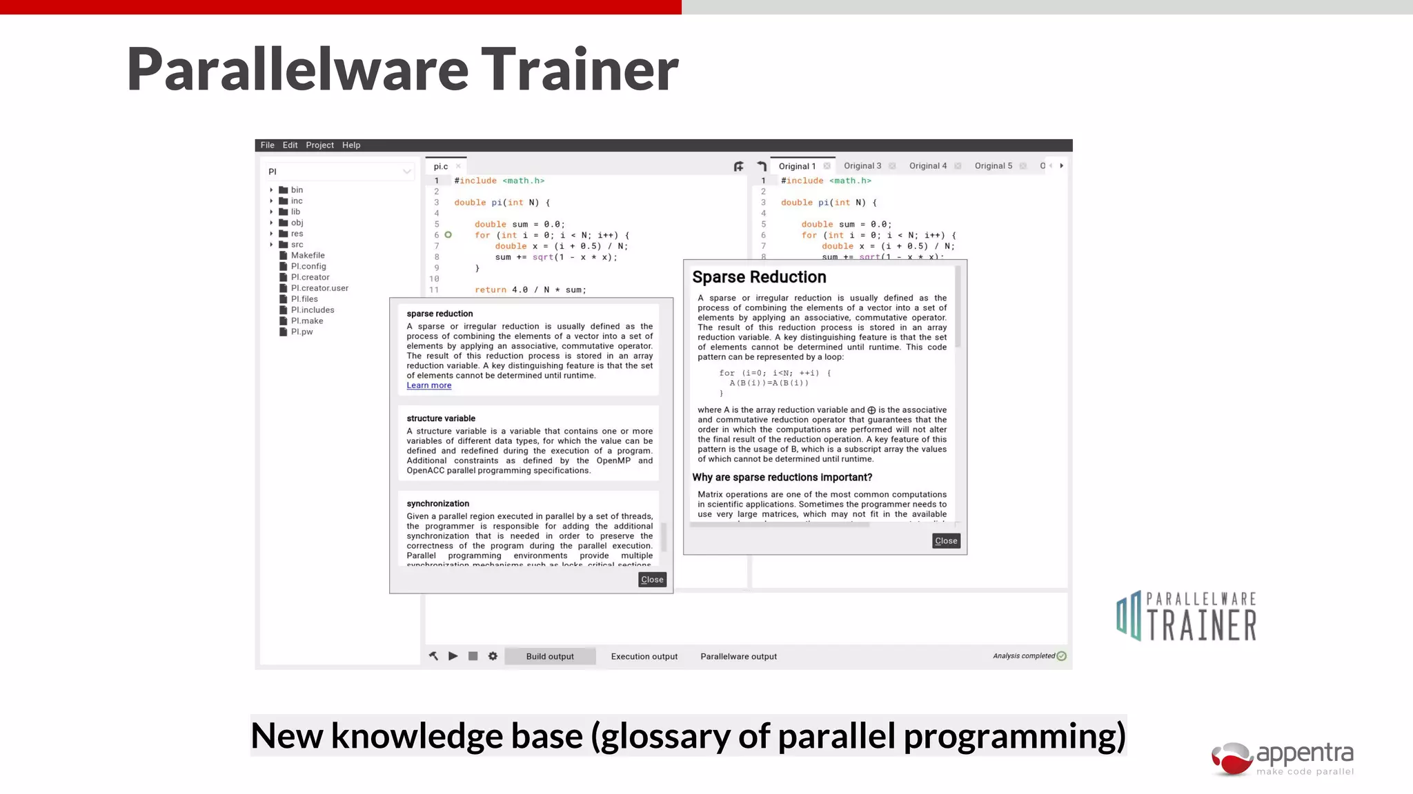 New knowledge base (glossary of parallel programming)
Parallelware Trainer
 