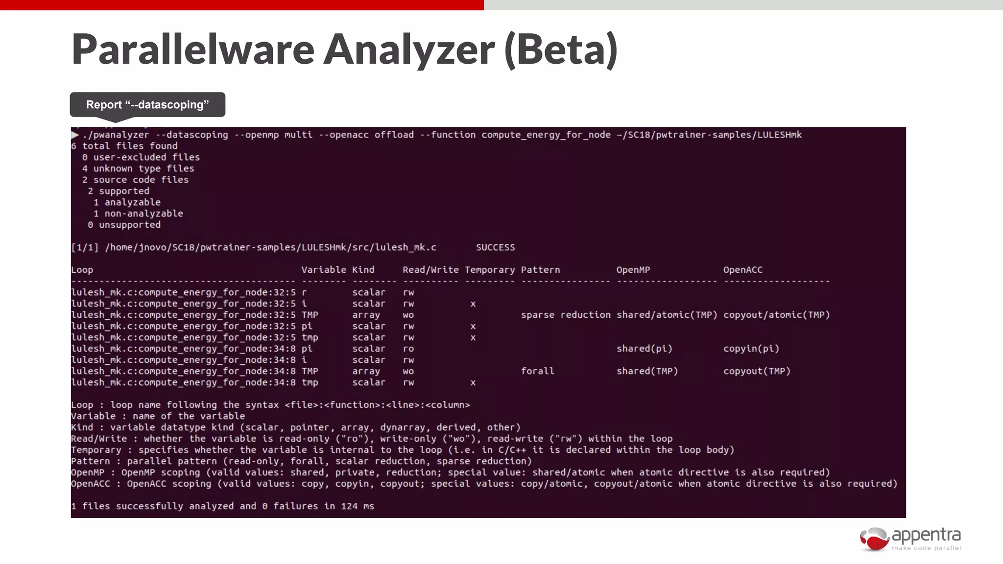 Report “--datascoping”
Parallelware Analyzer (Beta)
 