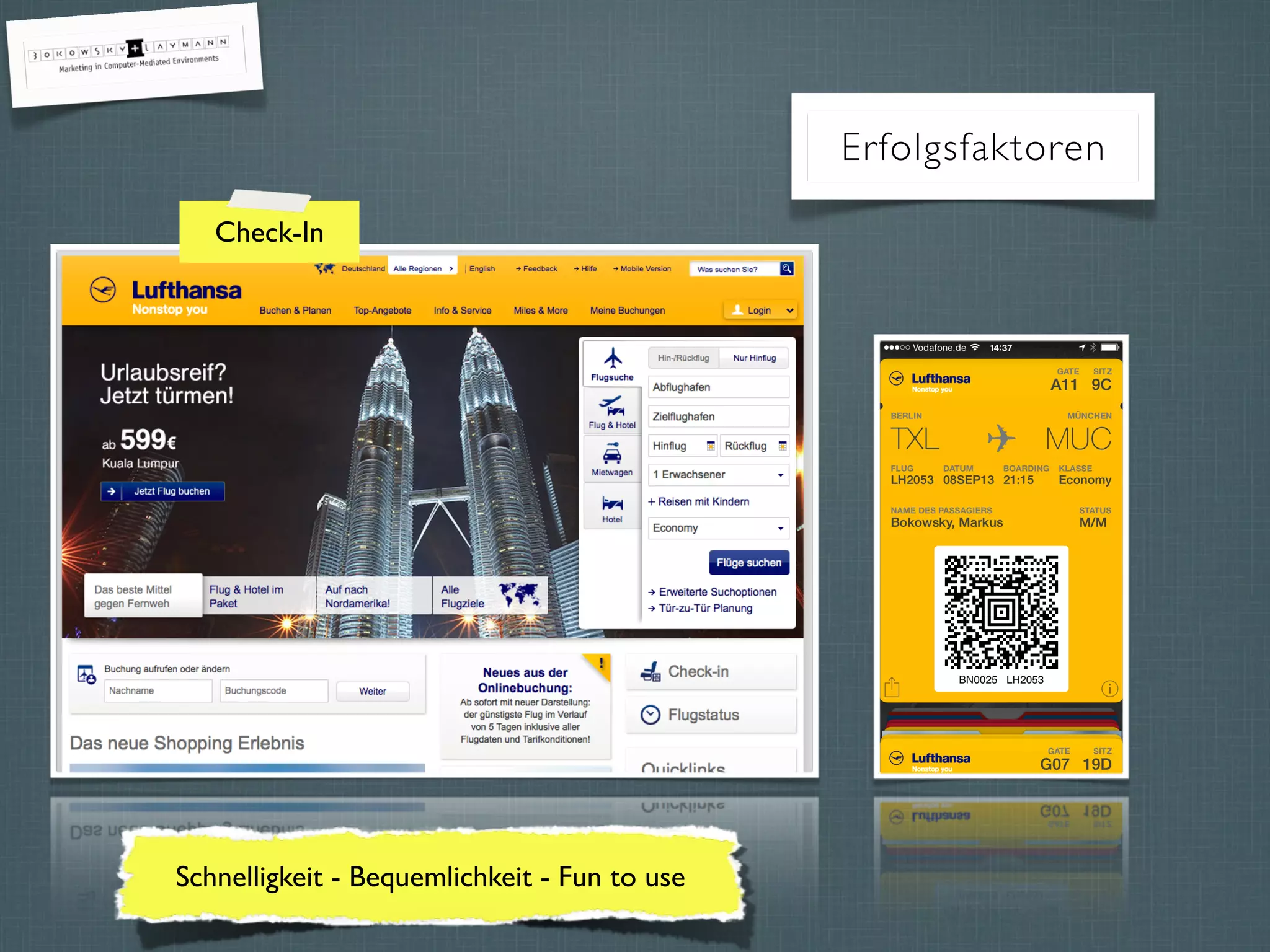 Erfolgsfaktoren
Check-In
Schnelligkeit - Bequemlichkeit - Fun to use
 