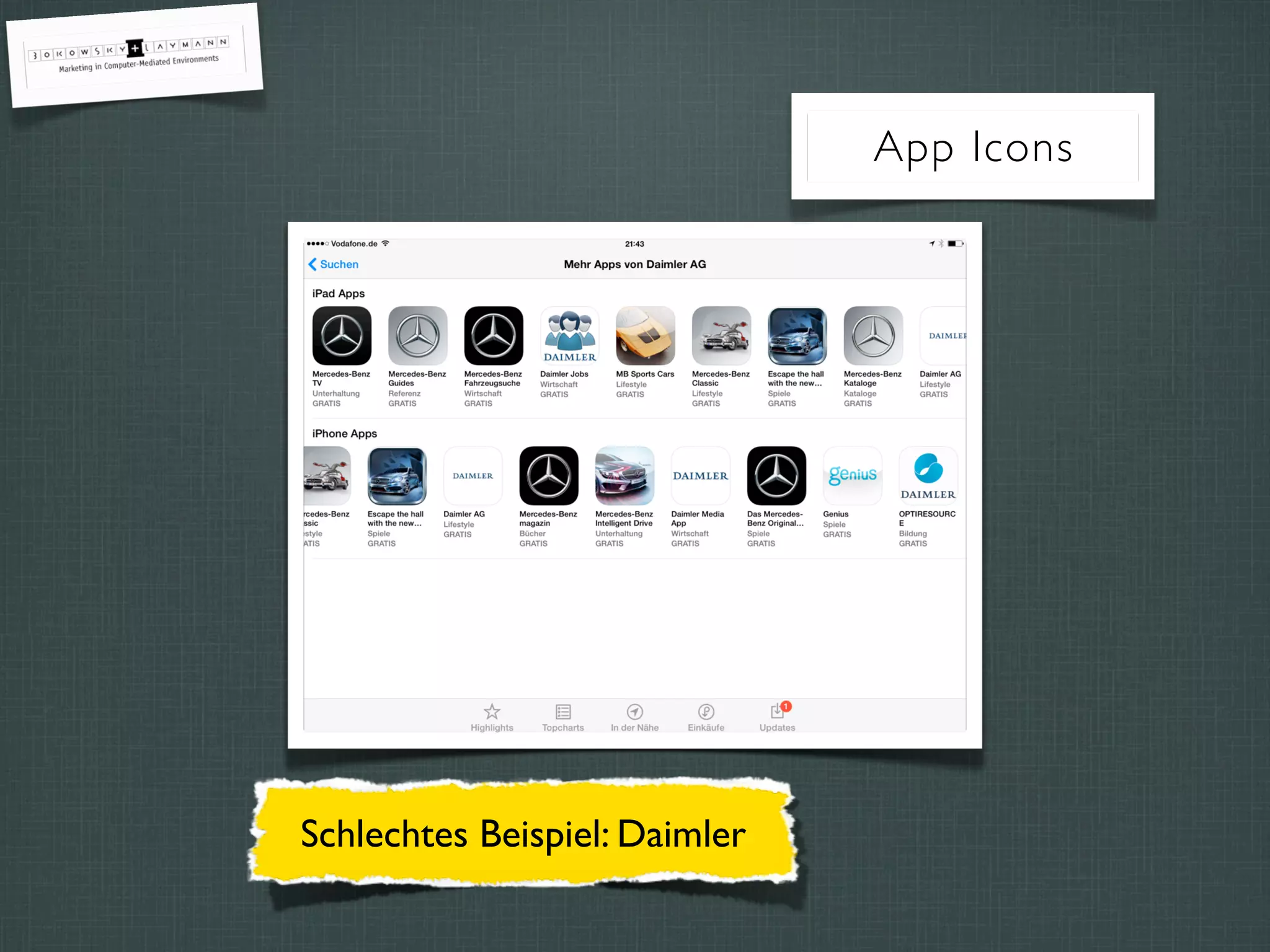 Schlechtes Beispiel: DaimlerGutes Beispiel:Audi
App Icons
 