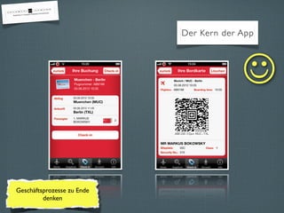 Der Kern der App
Geschäftsprozesse zu Ende
denken
☺
 