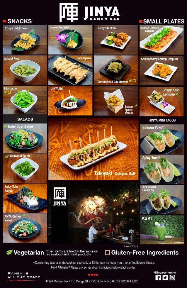 CHEAT Sheet Appetizer Menu JINYA Ramen Bar Omaha