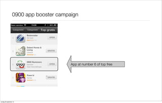 0900 app booster campaign

App at number 6 of top free

zondag 29 september 13

 