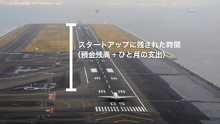 スタートアップに残された時間
（預金残高 ÷ ひと月の支出）
 