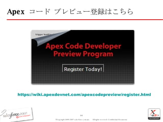 Apex  コード プレビュー登録はこちら https://wiki.apexdevnet.com/apexcodepreview/register.html 
