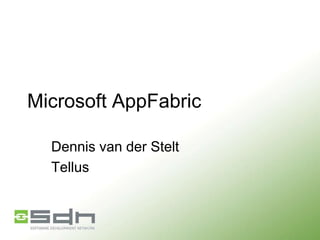 Microsoft AppFabric
Dennis van der Stelt
Tellus

 