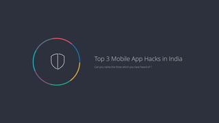  Can you name the three which you have heard of ?
Top 3 Mobile App Hacks in India
 