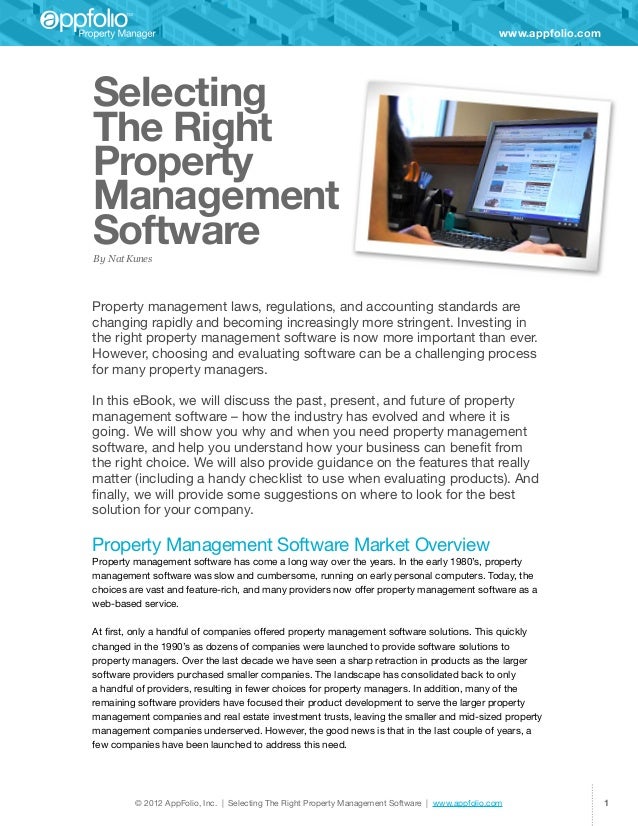 Selecting The Right Property Management Software