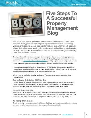 Five Steps To A Successful Property Management Blog (eBook)