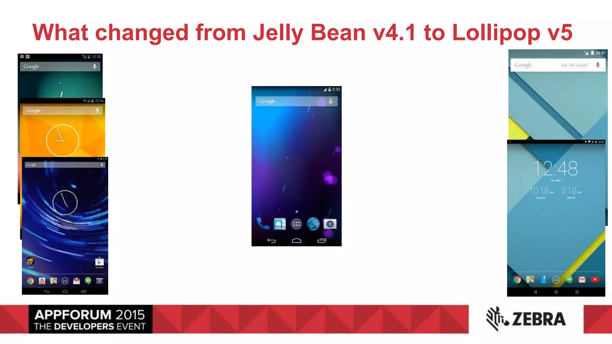 What changed from Jelly Bean v4.1 to Lollipop v5
 