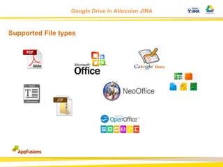 Google Drive in Atlassian JIRA

Supported File types

 