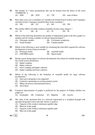 AP PGECET Computer Science 2016 question paper | PDF