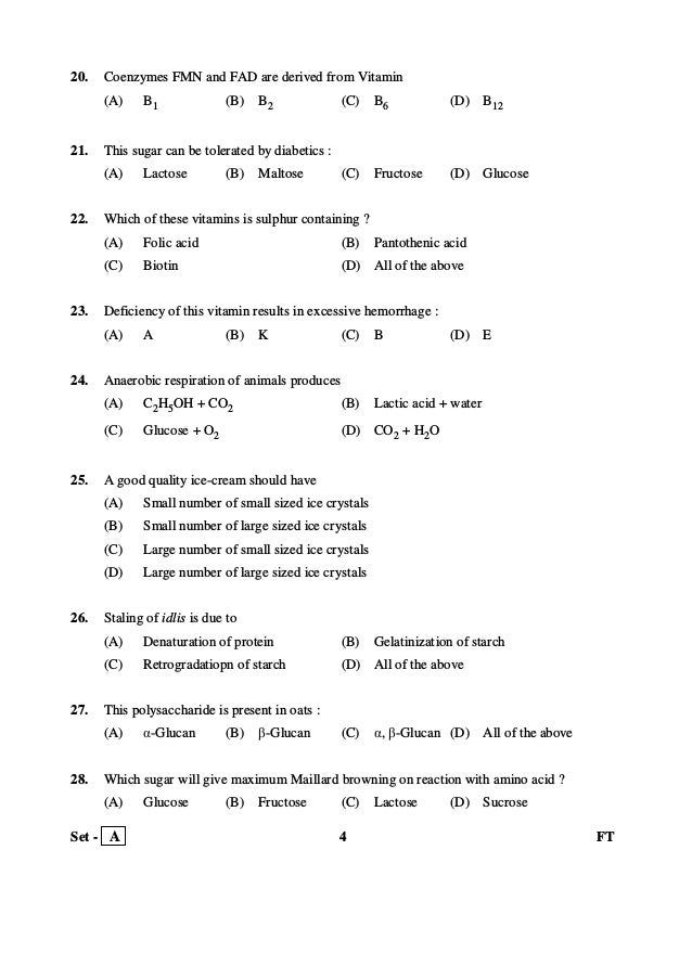 AP PGECET Food Technology 2016 question paper