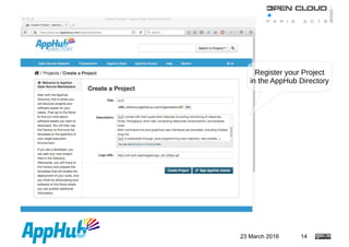 23 March 2016 14
Register your Project
in the AppHub Directory
 