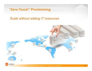 © 2013 AirTight Networks, Inc. Proprietary and Confidential.
“Zero-Touch” Provisioning
10
Scale without adding IT resources
 