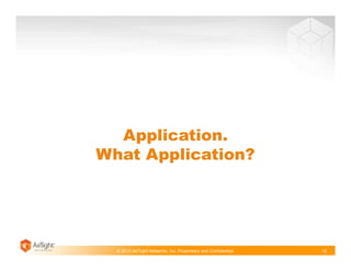 © 2013 AirTight Networks, Inc. Proprietary and Confidential. 15
Application.
What Application?
 