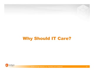 © 2013 AirTight Networks, Inc. Proprietary and Confidential. 21
Why Should IT Care?
 