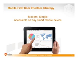 © 2013 AirTight Networks, Inc. Proprietary and Confidential.
Mobile-First User Interface Strategy
5
Modern, Simple
Accessible on any smart mobile device
 