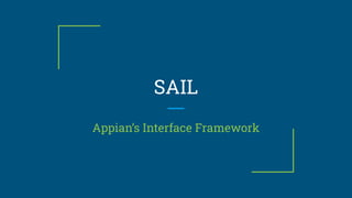 SAIL
Appian’s Interface Framework
 