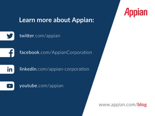 www.appian.com/blog
Learn more about Appian:
 