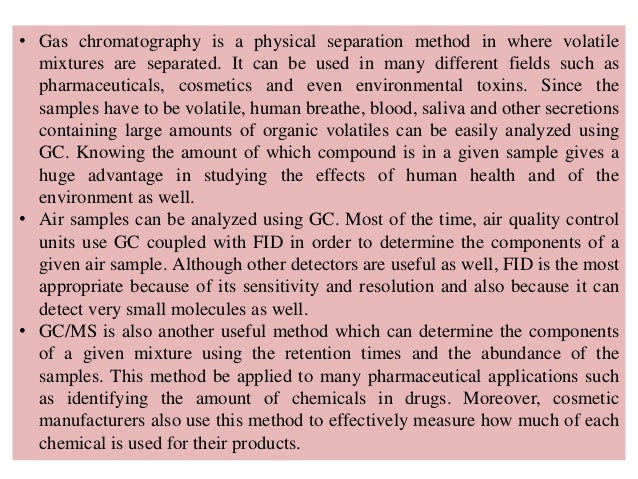 Applications Of Gas Chromatography Applications Of Gc By - 
