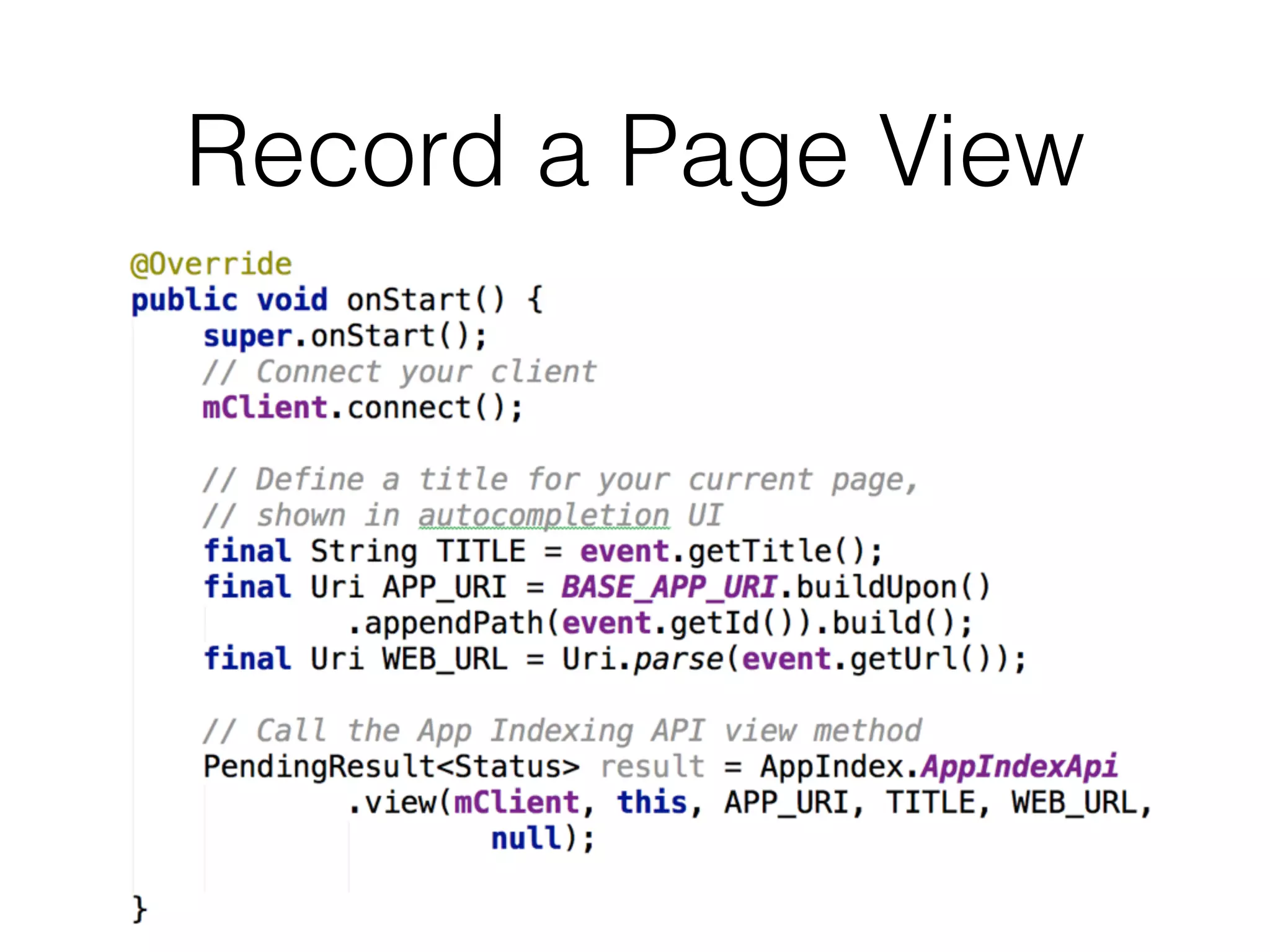 Record a Page View 
 
