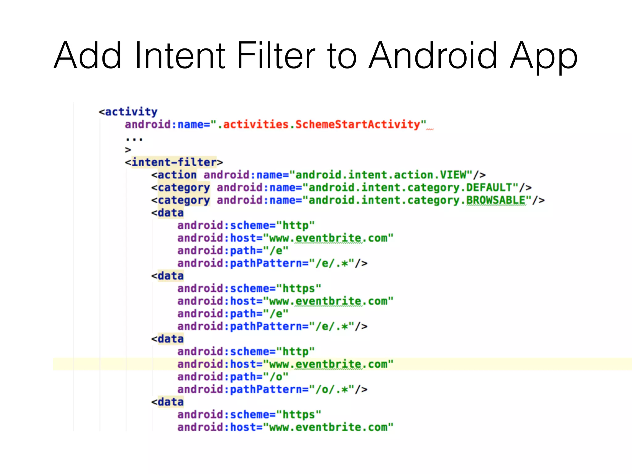 Add Intent Filter to Android App 
 