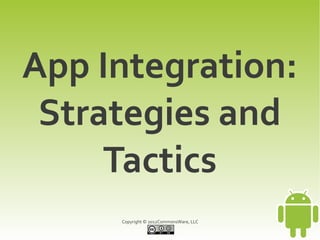 App Integration:
 Strategies and
     Tactics
     Copyright © 2012CommonsWare, LLC
 