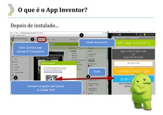 O que é o App Inventor?
Depois de instalado...
 