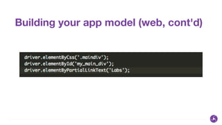Building your app model (web, cont'd)
 