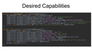 Desired Capabilities
 